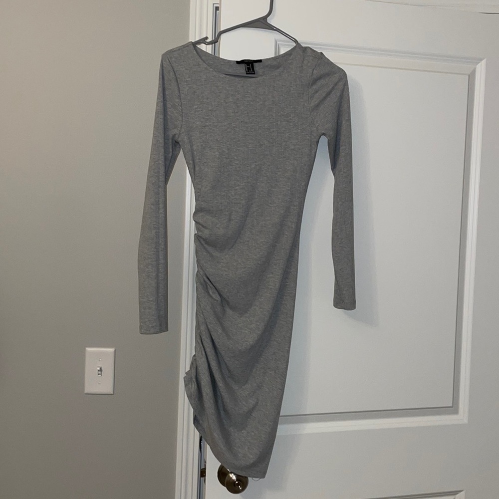Gray long sleeve mini dress